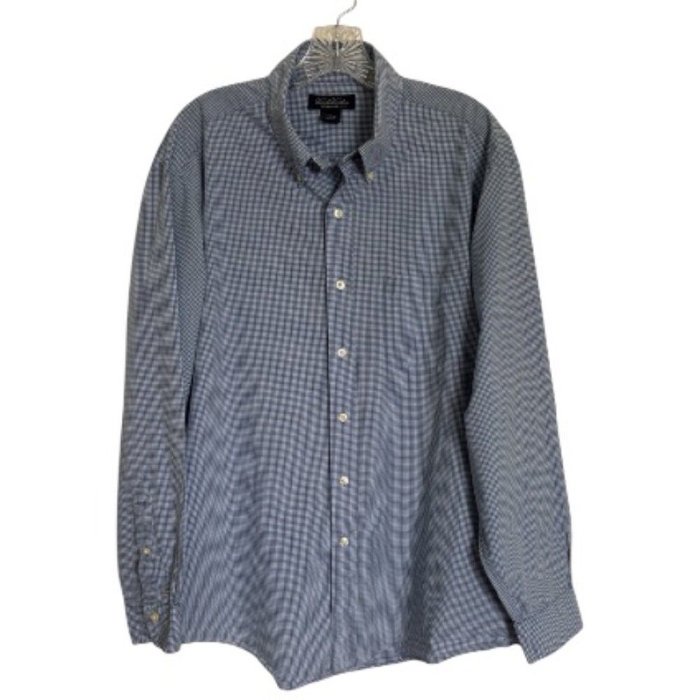 Brooks Brothers Button Down Shirt Men's L Blue White Check Long Sleeve Cotton